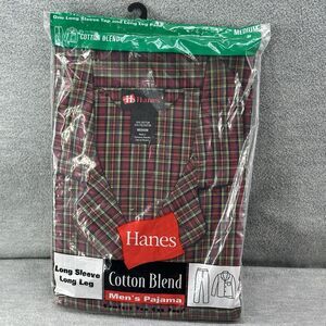 HANES - Vintage Men's Long Sleeve Pajama Set Red Plaid Size Medium  A30